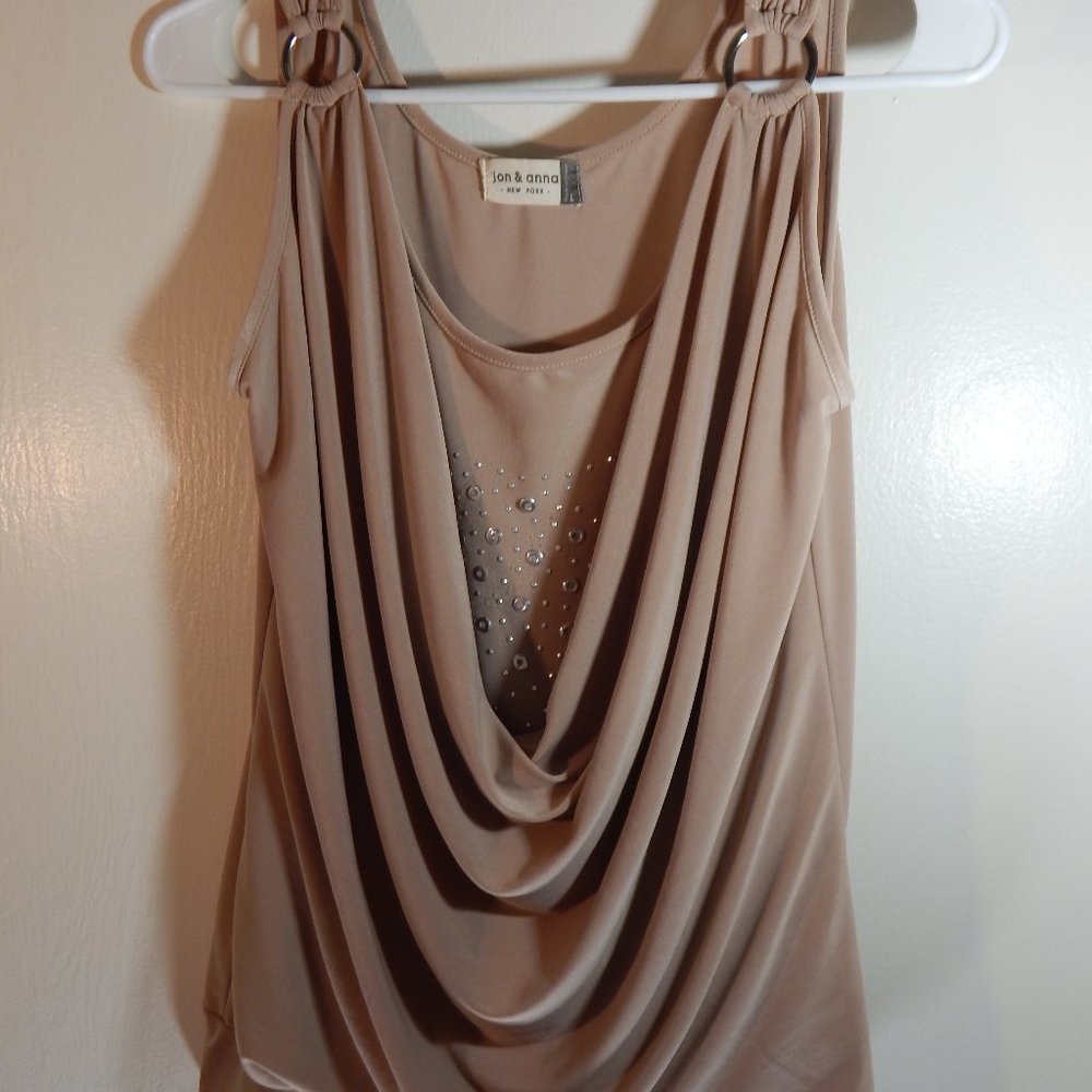 Sleeveless Draped Neck Studded Top